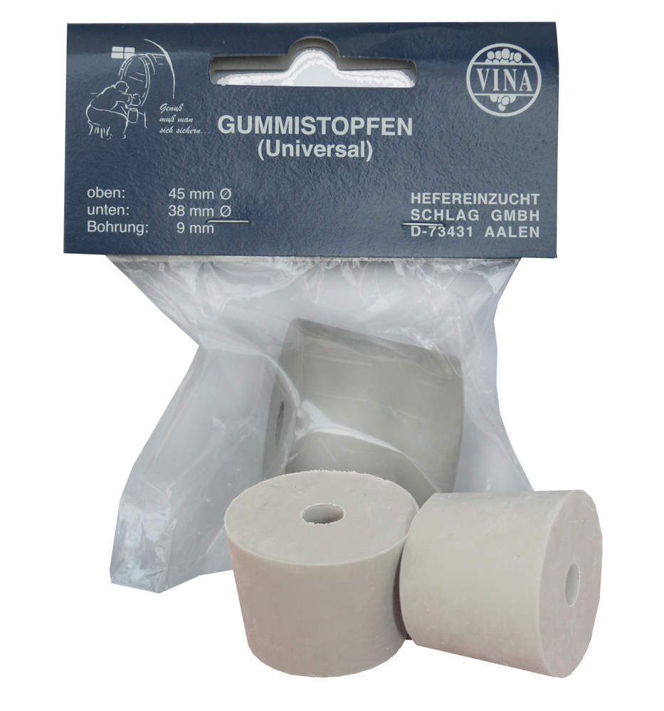 Gummistopfen 45/38 - Bohrung 9 mm HEFEREINZUCHT SCHLAG GMBH Gummistopfen 45/38 - Bohrung 9 mm