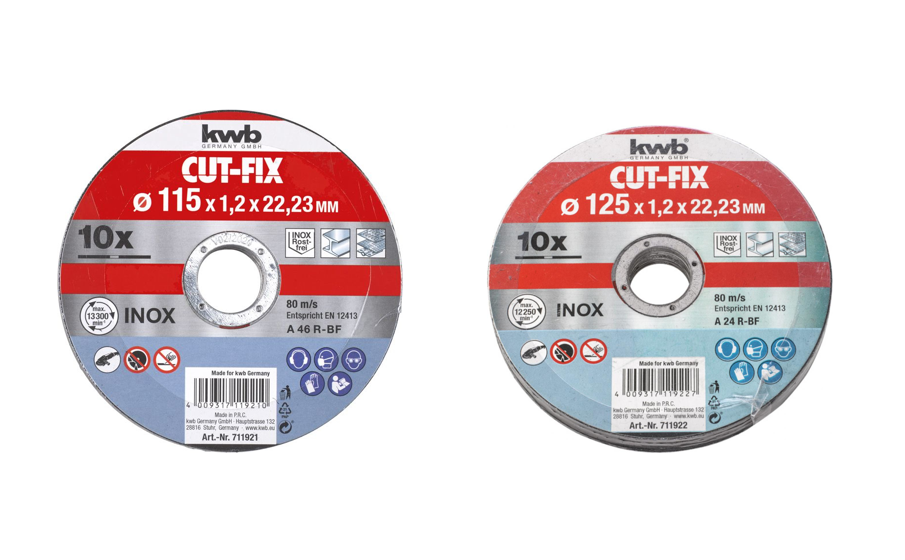 kwb Dünntrennscheiben Pack 115 oder 125 mm Flexscheiben Winkelschleifer Cut-Fix 10-tlg.