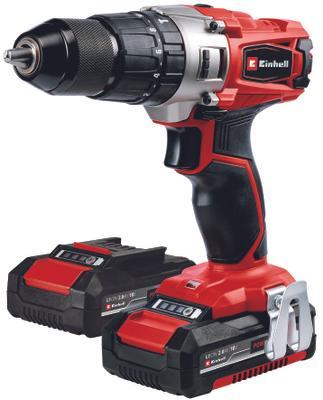 EINHELL Akku-Schlagbohrschrauber TE-CD 18/2 Li-i +64 (2x2,0 Ah), Ladegerät & 64-tlg. Zubehör