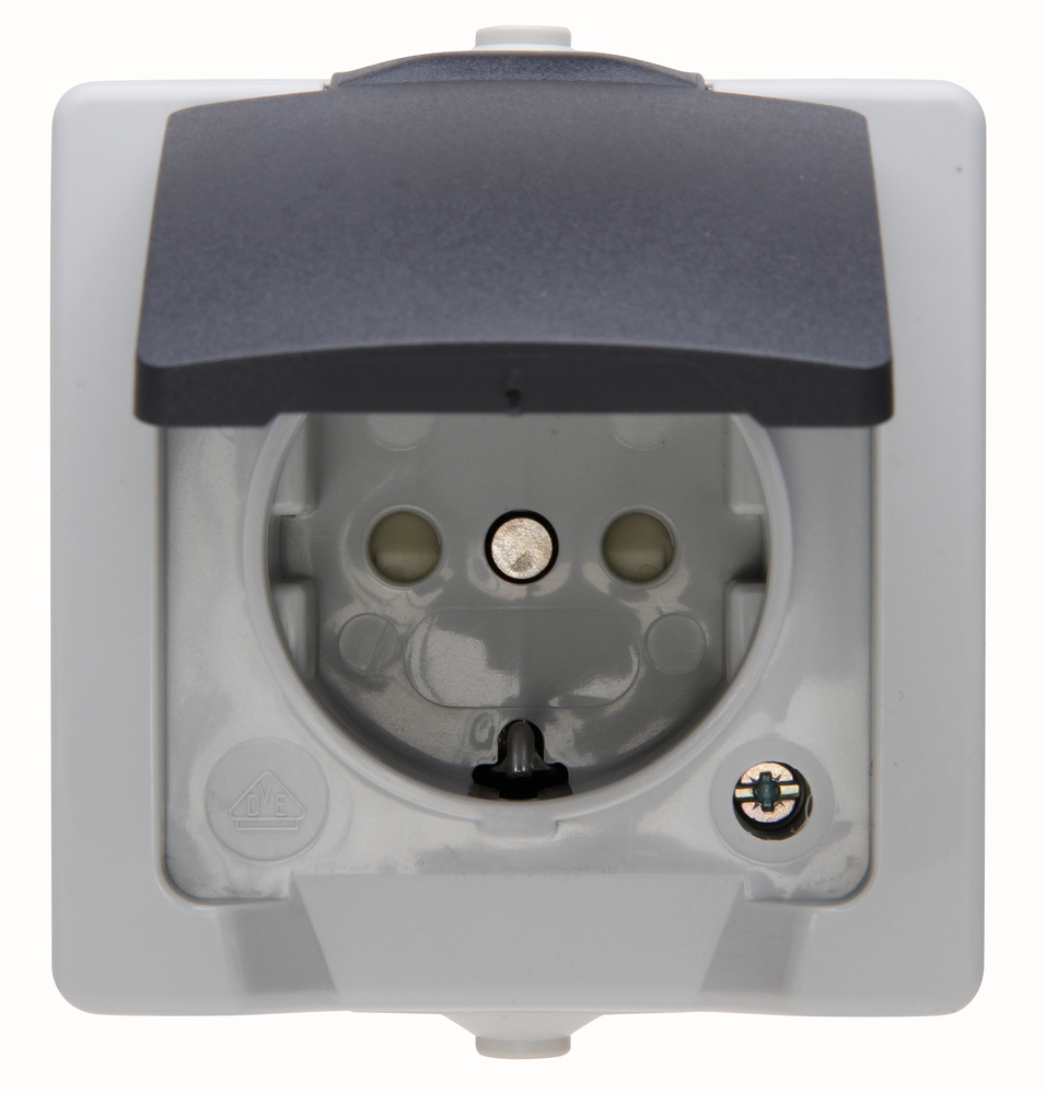 KOPP GMBH Steckdose AP-FR Nautic Klappdeckel grau mit erhöhtem Berührungsschutz