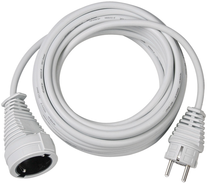 Verlängerungskabel H05VV F 3G1,5 weiß 5m EUROBAUSTOFF ZENTRALLAGER OST Verlängerungskabel H05VV F 3G1,5 weiß 5m